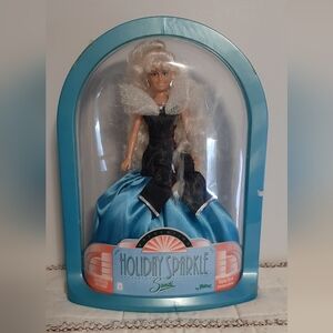 Vintage Holiday Sparkle Sandi by Totsy Fashion Doll With Stand New In Dome Case